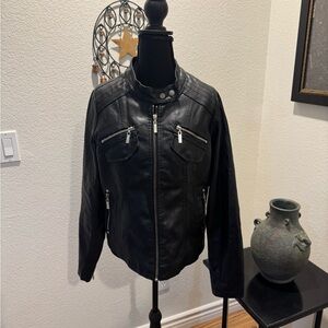 Classic Black Faux Leather Jacket for Women